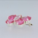 943245 SØLV BROSJE - SOMMERFUGL MED ROSA ZIRKONER - B:30 MM x H:23  thumbnail