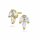 991790 PAN JEWELRY - BLAD ØREDOBBER I FORGYLT SØLV MED ZIRKONER thumbnail