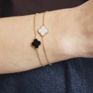 992384 PAN JEWELRY - KLØVER ARMLENKE I FORGYLT SØLV MED PERLEMOR thumbnail