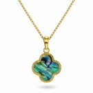 992649 PAN JEWELRY - KLØVER ANHENG I FORGYLT SØLV MED ABALONE - BREDDE: 14 MM x HØYDE: 22 MM thumbnail