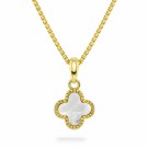 991777 PAN JEWELRY - KLØVER ANHENG I FORGYLT SØLV MED PERLEMOR thumbnail