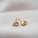 221218 PAN JEWELRY - ØREDOBBER I FORGYLT SØLV MED BLANKE ZIRKONER thumbnail