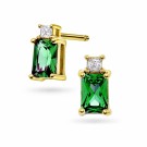 211491 PAN JEWELRY - ØREDOBBER I FORGYLT SØLV MED BLANK OG GRØNN ZIRKON thumbnail