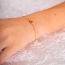 992252 PAN JEWELRY - KLØVER ARMLENKE I FORGYLT SØLV MED ROSA RHODOKROSITT thumbnail