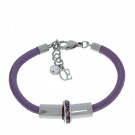 A4507 COUER DE LION ARMBÅND SKINN LILLA MED STENER thumbnail