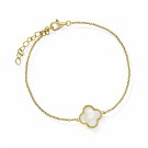 992384 PAN JEWELRY - KLØVER ARMLENKE I FORGYLT SØLV MED PERLEMOR thumbnail