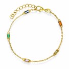 991898 PAN JEWELRY - ARMLENKE I FORGYLT SØLV MED FARGEDE ZIRKONER thumbnail