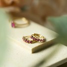 991756 PAN JEWELRY - ØRERINGER I FORGYLT SØLV MED ROSA ZIRKONER thumbnail