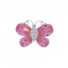 943245 SØLV BROSJE - SOMMERFUGL MED ROSA ZIRKONER - B:30 MM x H:23  thumbnail