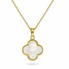 992387 PAN JEWELRY - KLØVER ANHENG I FORGYLT SØLV MED PERLEMOR thumbnail