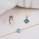 992649 PAN JEWELRY - KLØVER ANHENG I FORGYLT SØLV MED ABALONE - BREDDE: 14 MM x HØYDE: 22 MM thumbnail