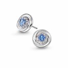 991839 PAN JEWELRY - ØREDOBBER I RHODINERT SØLV MED BLANKE OG LYS BLÅ ZIRKONER thumbnail