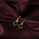 992025 PAN JEWELRY - ØRERINGER MED SORT KLØVER I FORGYLT SØLV - BREDDE: 15 MM x HØYDE: 25 MM thumbnail