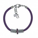A4507 COUER DE LION ARMBÅND SKINN LILLA MED STENER thumbnail