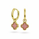 992027 PAN JEWELRY - KLØVER ØRERINGER I FORGYLT SØLV MED ROSA RHODOKROSITT thumbnail