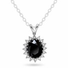 1615980 HVITT GULL ROSET ANHENG MED SORT SAFIR  OG DIAMANTER CT WSi 0,0816 -  B: 13 MM x H: 21 MM thumbnail