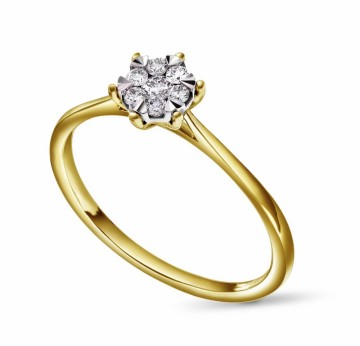58215 PAN JEWELRY - ILLUSJON RING I GULL MED 0,15 CT WSi DIAMANTER